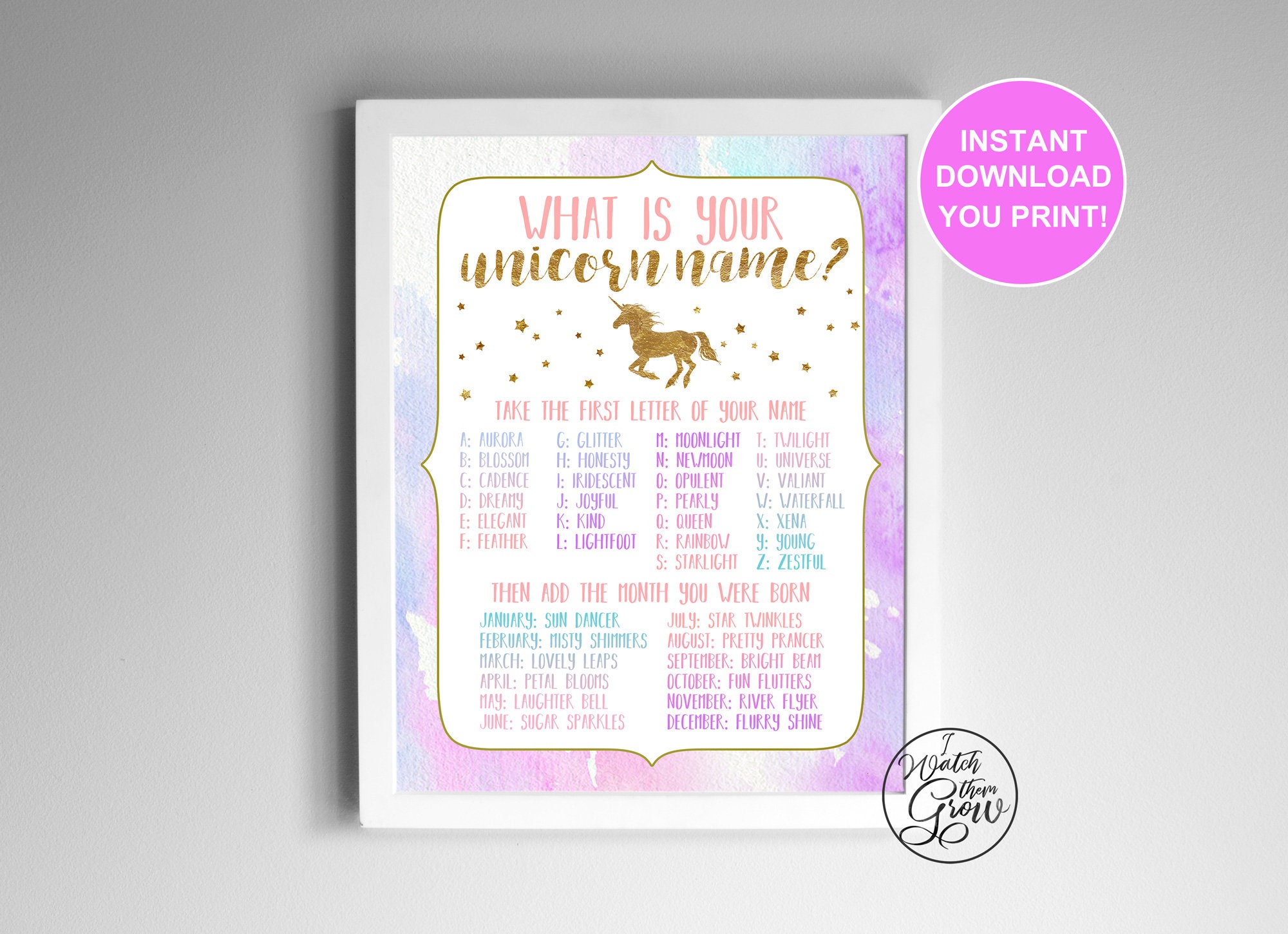 unicorn name game unicorn party game printable etsy