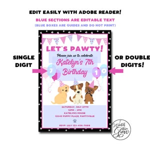 Puppy Party Decorations, Printable Puppy Birthday Decorations Package, Adopt a Puppy Party Decor Invitation, Lets Paw-ty INSTANT DOWNLOAD image 5