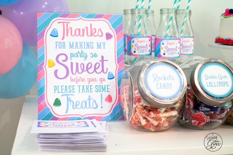 Sweet Treats Party Favor Sign, Printable Thank You Sign, Candy Buffet Sign, Pastel Rainbow Party Sign, Candy Birthday, 8x10 INSTANT DOWNLOAD image 3