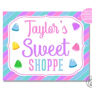 Sweet Shoppe Party Sign, Printable Editable Sweet Shoppe Sign, Candy Party Decor, Sweet Birthday Sign 8x10 11x14 PDF INSTANT DOWNLOAD image 1