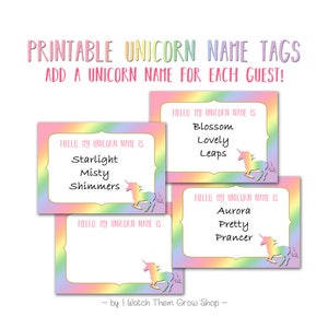 Rainbow Unicorn Name Tags, Printable Rainbow Unicorn Name Stickers, Unicorn Name Labels, Unicorn Birthday Baby Shower INSTANT DOWNLOAD image 4