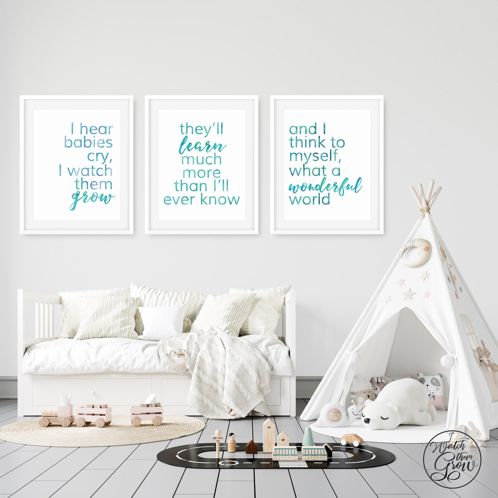 What A Wonderful World Nursery Wall Art Set of 3 Printable Etsy