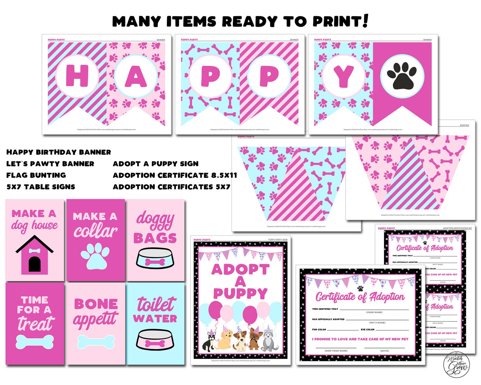Puppy Party Decorations Printable Puppy Birthday Decorations | Etsy