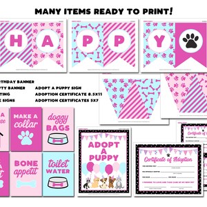 Puppy Party Decorations, Printable Puppy Birthday Decorations Package, Adopt a Puppy Party Decor Invitation, Lets Paw-ty INSTANT DOWNLOAD image 2