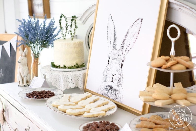 Large Bunny Poster, Printable Bunny Party Decor, Modern Easter Bunny Party Poster, Bunny Nursery Wall Art 8x10 16x20 18x24 INSTANT DOWNLOAD image 4