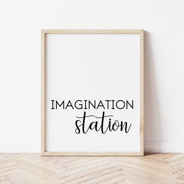 Playroom Wall Art, "Imagination Station" Printable Modern Kid's Print, Classroom Sign, Many Print Sizes Included, Jpg INSTANT DOWNLOAD