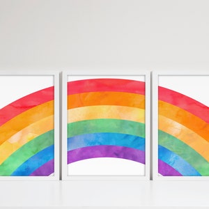 Large Rainbow Wall Art Set, Printable Watercolor Rainbow Nursery Art, Kids Rainbow Print, Rainbow Wall Decor, 16x20 Inch INSTANT DOWNLOAD