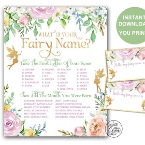 Fairy Name Sign, Printable Fairy Party Game "what is Your Fairy Name ...