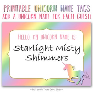 Rainbow Unicorn Name Tags, Printable Rainbow Unicorn Name Stickers, Unicorn Name Labels, Unicorn Birthday Baby Shower INSTANT DOWNLOAD image 5