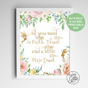Faith Trust and a Little Pixie Dust, Fairy Party Sign, Printable Fairy Party Decor, Fairy Birthday Decorations, Fairy Party Printables, PDF image 2