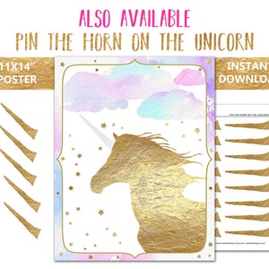 Unicorn Party Banner, Editable/Printable Unicorn Birthday Banner, Pink and Gold Unicorn Happy Birthday Banner PDF INSTANT DOWNLOAD image 6