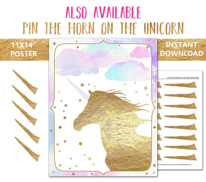 Unicorn Party Banner, Editable/Printable Unicorn Birthday Banner, Pink and Gold Unicorn Happy Birthday Banner PDF INSTANT DOWNLOAD image 6