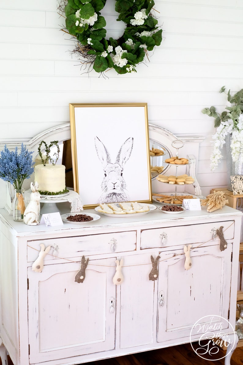 Large Bunny Poster, Printable Bunny Party Decor, Modern Easter Bunny Party Poster, Bunny Nursery Wall Art 8x10 16x20 18x24 INSTANT DOWNLOAD image 6