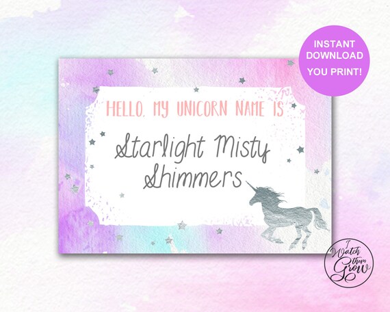 Silver Unicorn Name Tags Printable Unicorn Name Stickers Unicorn Silver Unicorn Name Tags Printable Unicorn Name Stickers Unicorn