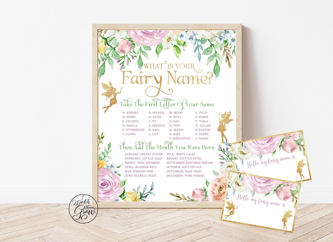Fairy Name Sign, Printable Fairy Party Game "what is Your Fairy Name ...