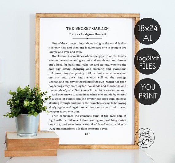 The Secret Garden Book Page Sign The Secret Garden Book Page Wall