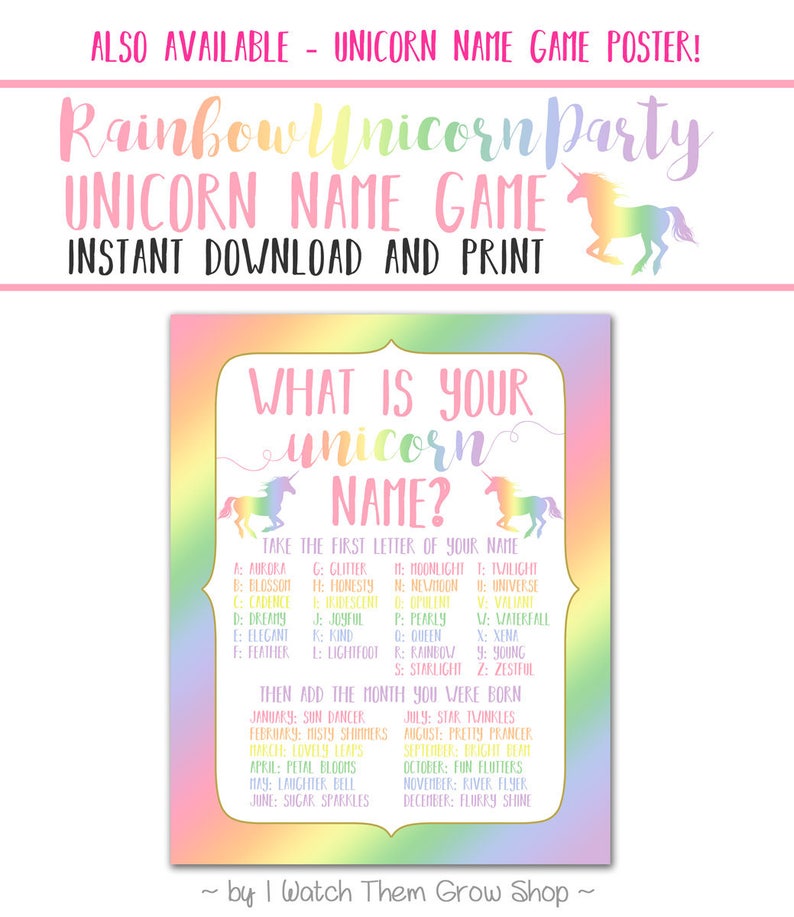Rainbow Unicorn Name Tags, Printable Rainbow Unicorn Name Stickers, Unicorn Name Labels, Unicorn Birthday Baby Shower INSTANT DOWNLOAD image 6