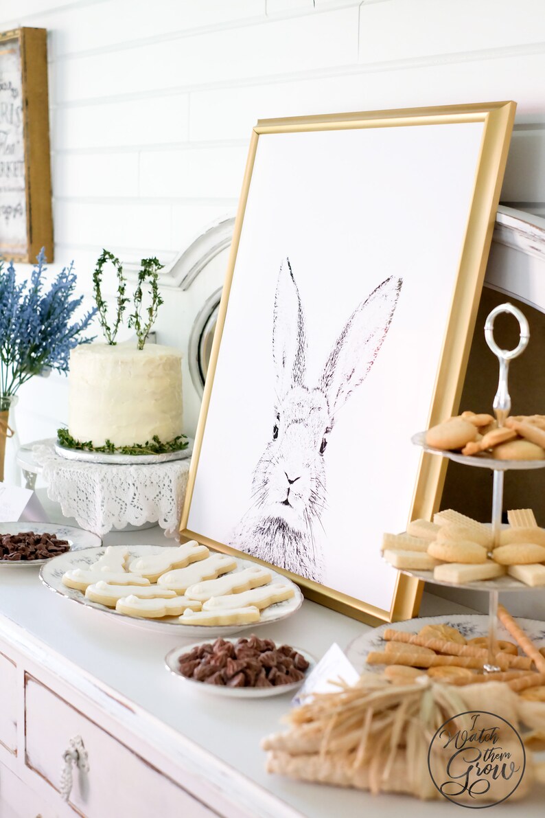 Large Bunny Poster, Printable Bunny Party Decor, Modern Easter Bunny Party Poster, Bunny Nursery Wall Art 8x10 16x20 18x24 INSTANT DOWNLOAD image 3