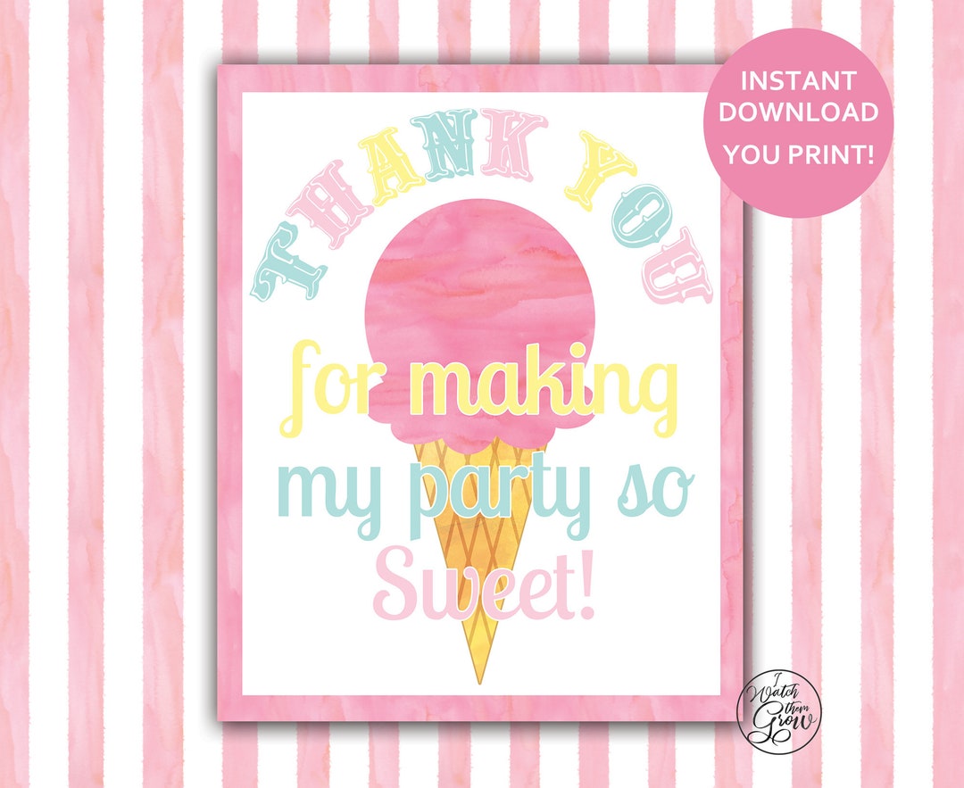 Ice Cream Party Sign, Printable Ice Cream Birthday Party Decoration ...