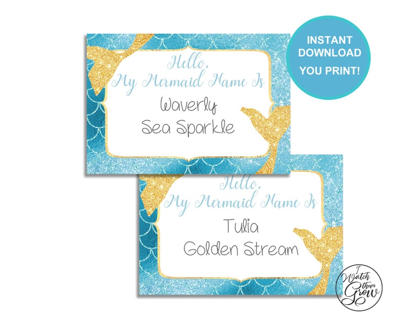 mermaid name game name tags package printable what is etsy