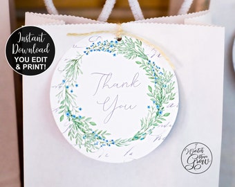 Spring Wreath Tags, Printable Spring Party Decor, Editable Favor Tags, Spring Favor Tags, Spring Gift Tags & Labels PDF INSTANT DOWNLOAD