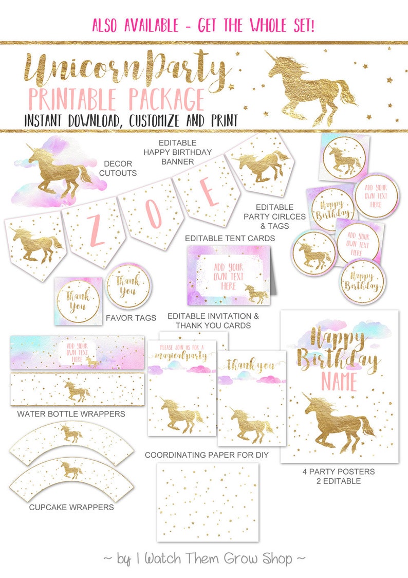 Unicorn Name Game, Unicorn Party Game, Printable What's Your Unicorn Name Birthday Party Poster, 8x10 PDF INSTANT DOWNLOAD image 6