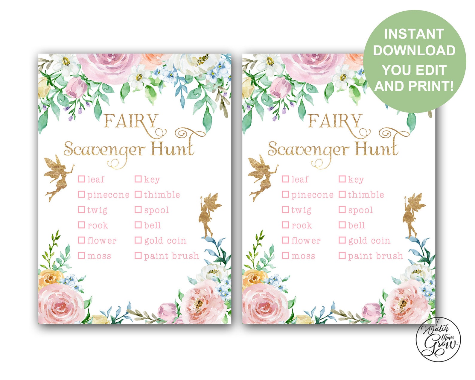 Editable Fairy Scavenger Hunt Game, Printable Fairy Party Game, Fairy ...