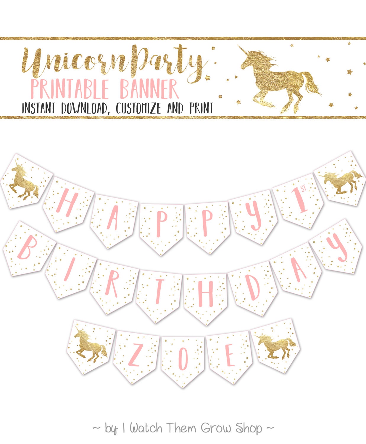 unicorn party banner editableprintable unicorn birthday etsy