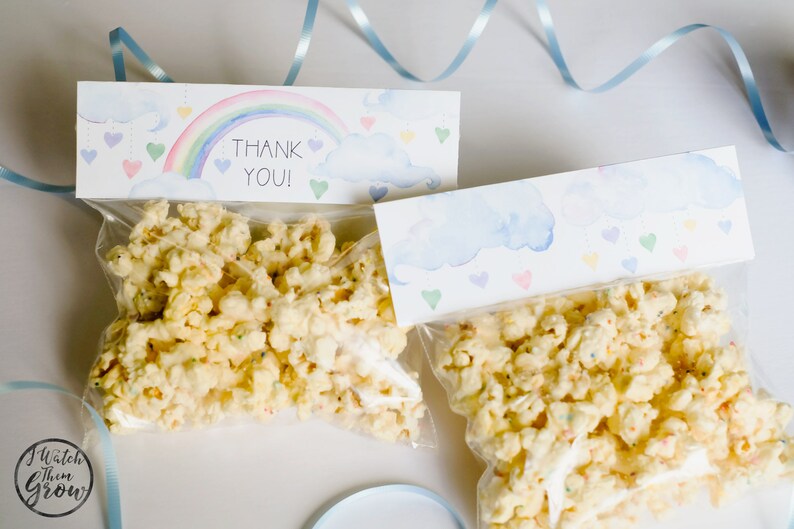 Pastel Rainbow Party Favor Bag Toppers Printable Rainbow Etsy