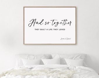 Personalized Couples Sign, Printable Bedroom Wall Art, "And so together" Custom Wedding Gift, Anniversary Gift, Gift for Couples, Download