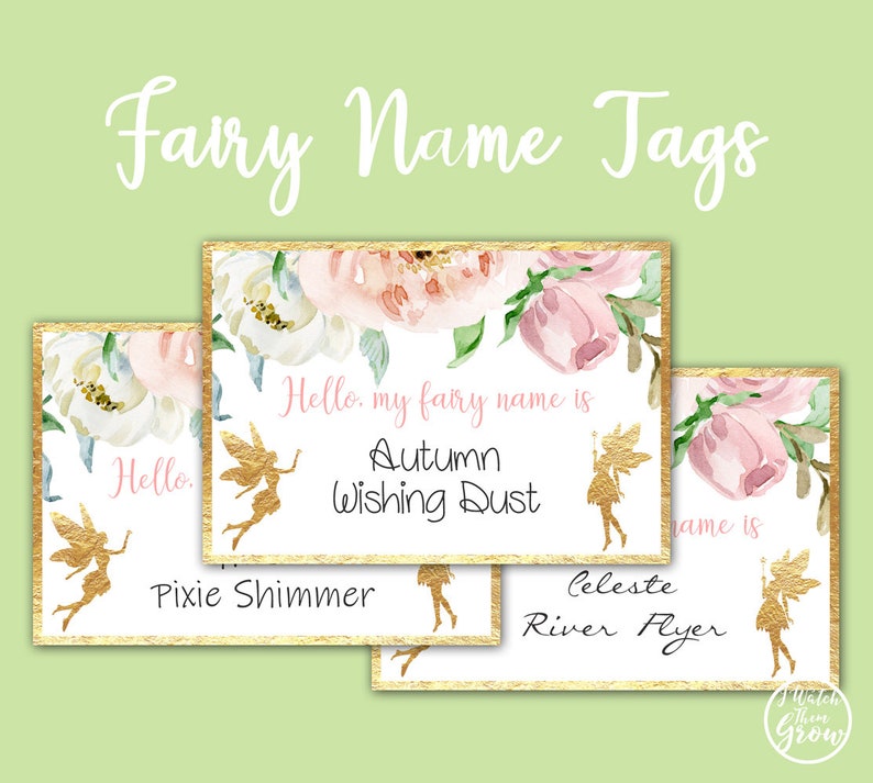 Fairy Name Tags Printable Fairy Name Stickers Fairy Name - Etsy