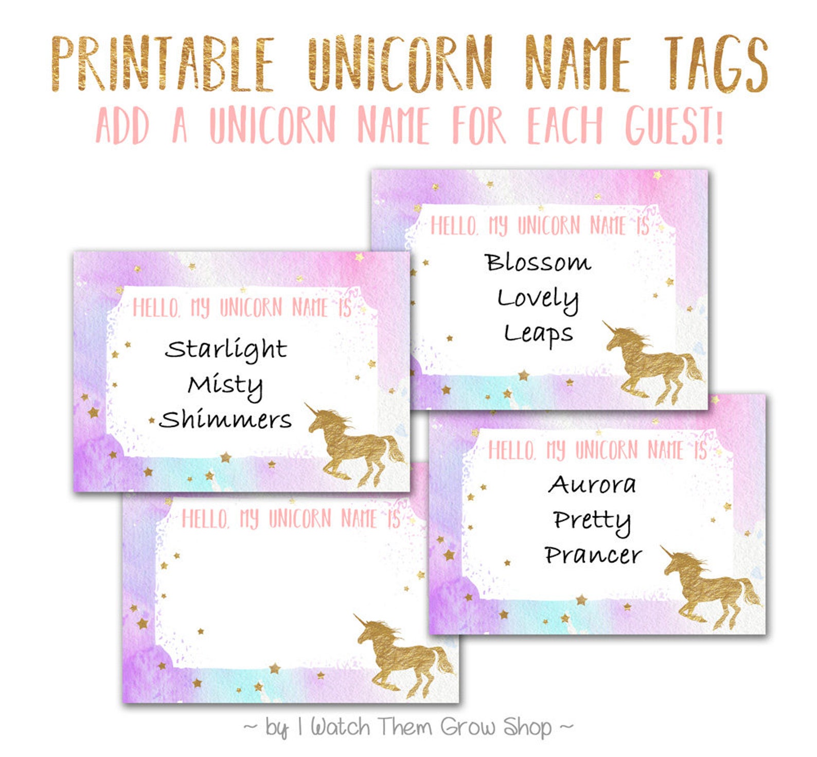 unicorn name tags printable unicorn name stickers unicorn