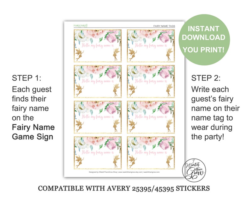 Fairy Name Game, Fairy Party Game, Printable What Is Your Fairy Name Birthday Party Poster, Fairy Party Printables, Fairy Party Decor, PDF image 5