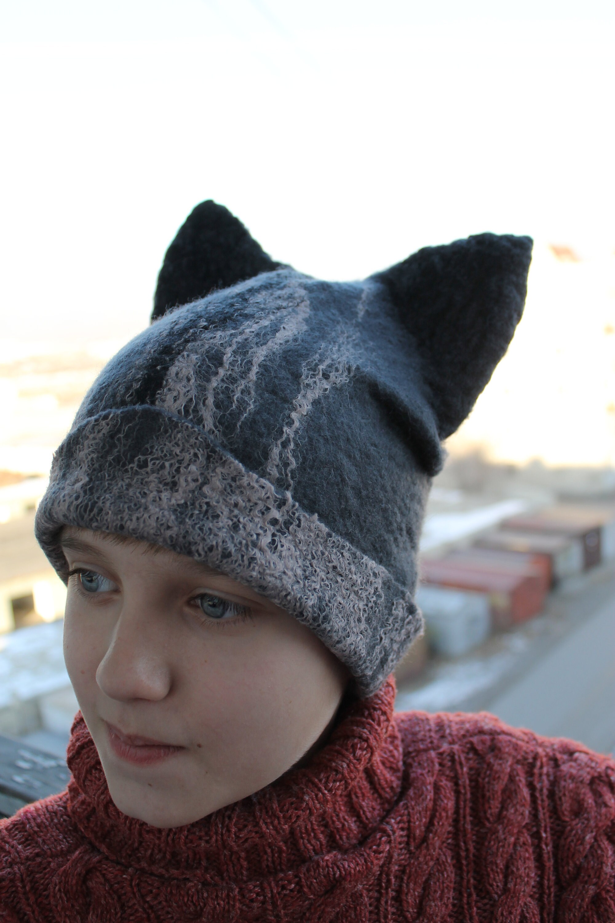 Felt hat CAT EARS beanie hat animal design baby hat Winter Etsy
