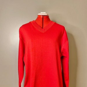 1990s R&R Sport V-Neck Sweater/ 1990s Soft Red V-Neck Pullover Sweater/ 1X/ Vintage Sweater