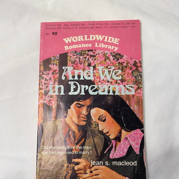 1960s Worldwide Romance Library "And We in Dreams" by Jean S. Macleod/ 1960s And We in Dreams Romance Book/ Vintage Book