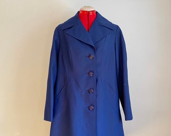 1960s Navy A-Line Overcoat/ 1960s Navy Niccolini Formal Coat/ Large/ Vintage Coat