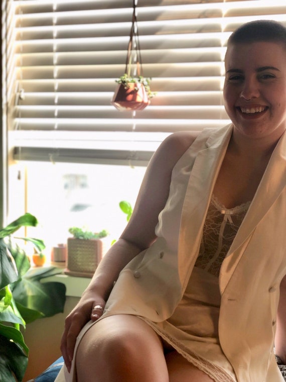 1980s double breasted white dress/ 1980s bridal dr