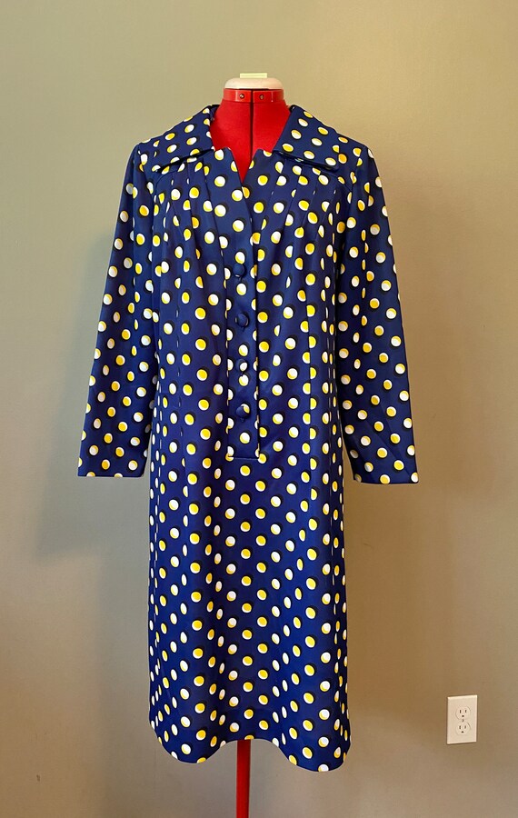 Blue dress with yellow polka dots hotsell