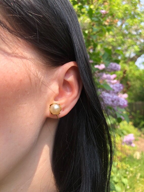1950s Pearl and Gold Petals Earrings 