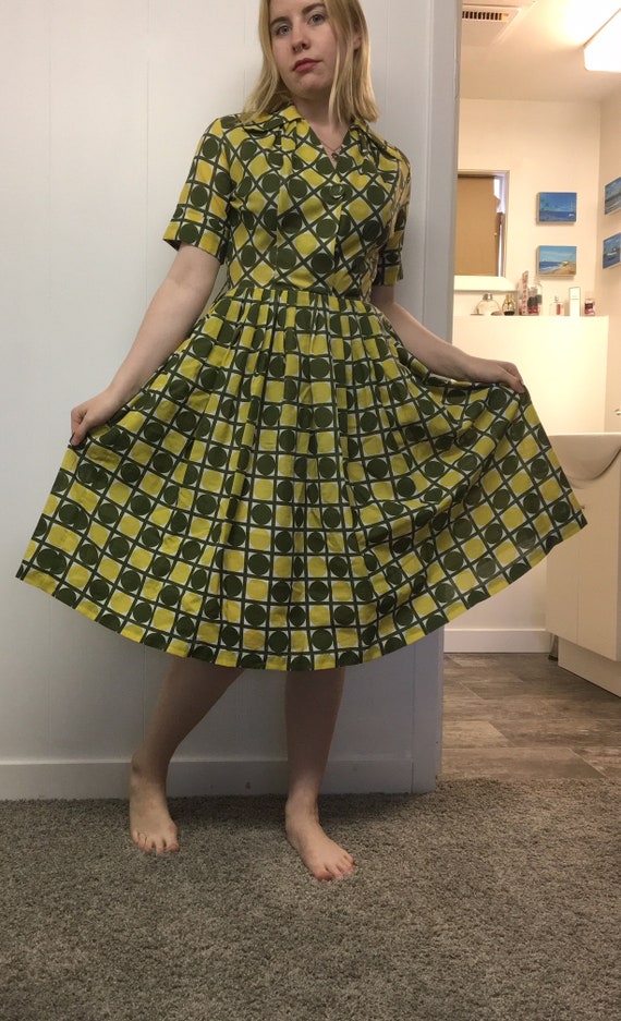 yellow polka dot vintage dress