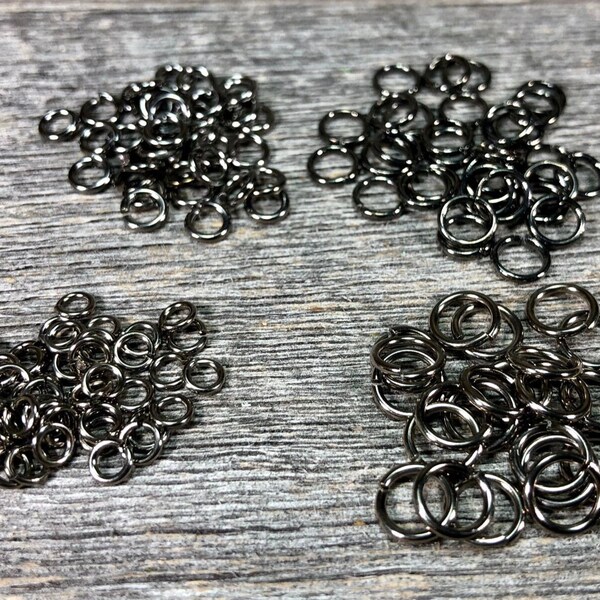 STRONG brass jump rings 4/5/6/7/8/10mm Gunmetal finish - open jump rings