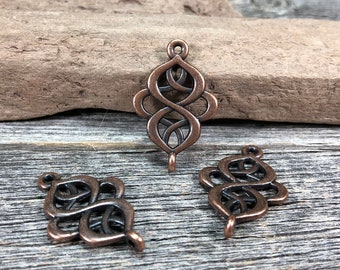 Connector link Antique Copper finish Twist knot Celtic Earring charm