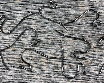 Gunmetal French Ear wire hooks with bead end