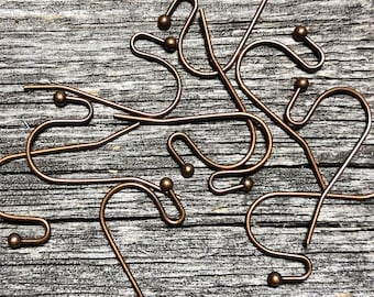 Antique Copper finish Ear wire hooks with bead end