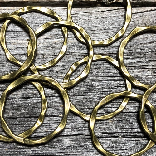 Antique Bronze Link Connector Rings Circles Hammered Style Etsy