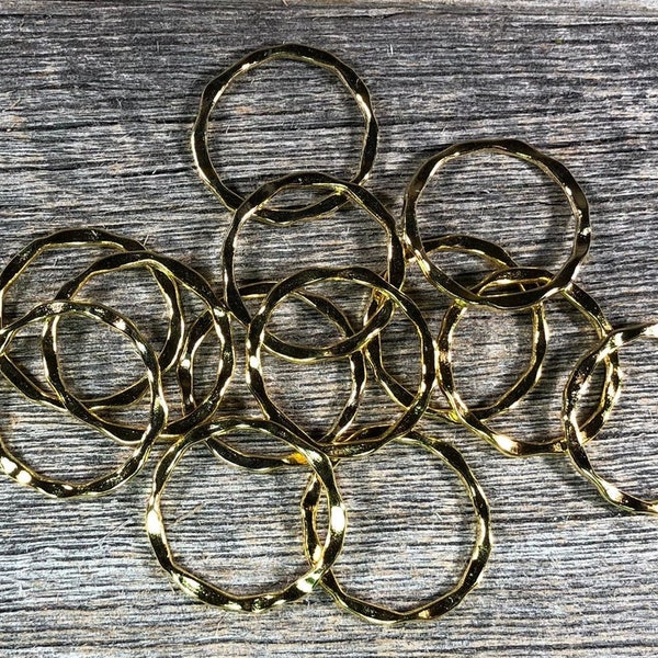 Golden link connector rings circles hammered style