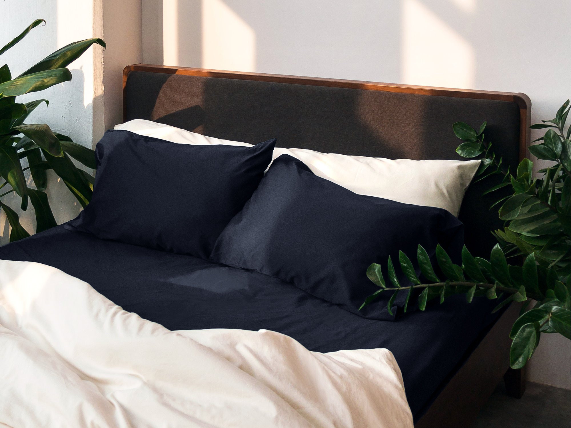 Navy. Set of 2 Luxe Pillowcases. Dark Blue Charcoal. Etsy