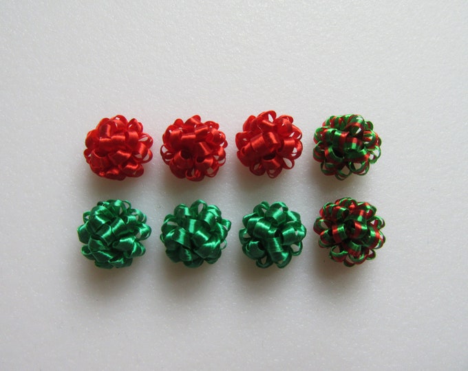 Dollhouse - Miniature Bows- Set of 8 Bows- Red, Green, Red/green -1/12 ...