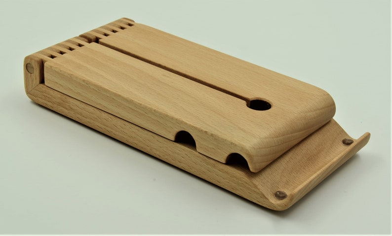 smartphone and tablet stand, ideal for skyping, top for online consultation, precious gift, handmade from solid wood image 2